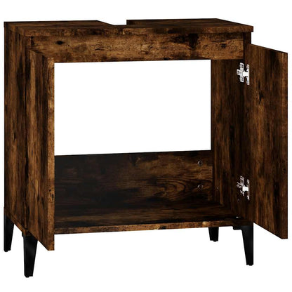 vidaXL Waschbeckenunterschrank Räuchereiche 58x33x60 cm Holzwerkstoff