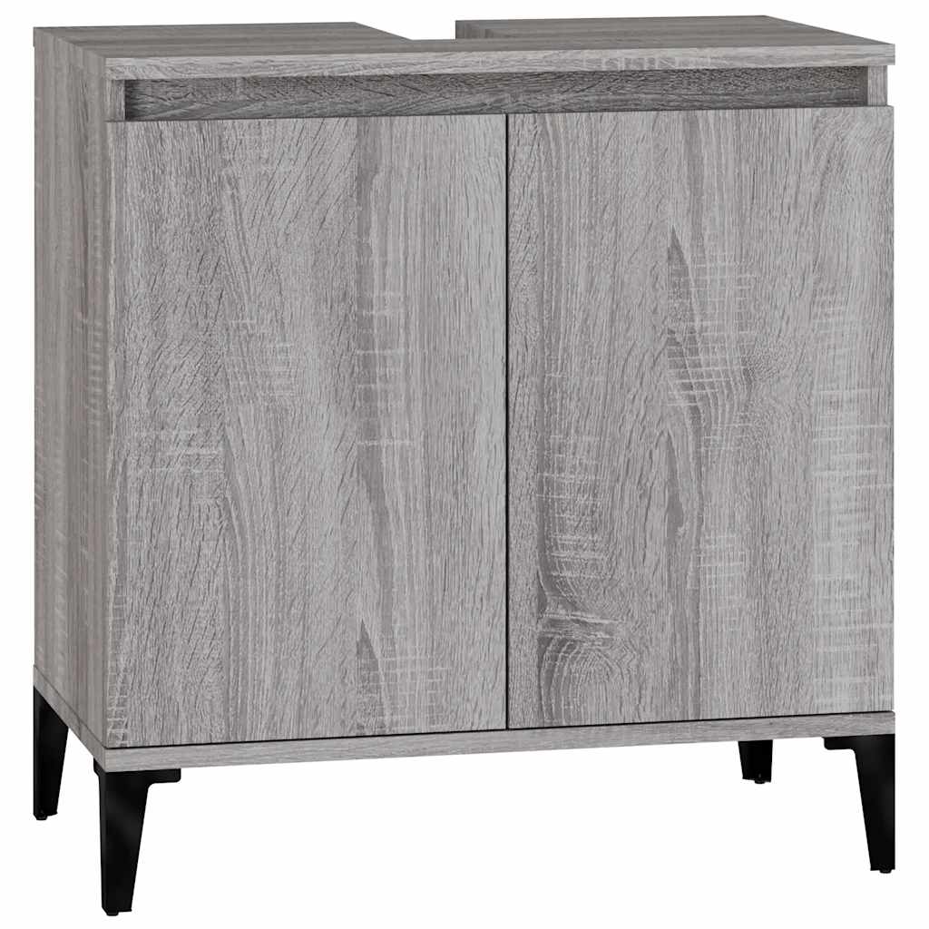vidaXL Waschbeckenunterschrank Grau Sonoma 58x33x60 cm Holzwerkstoff