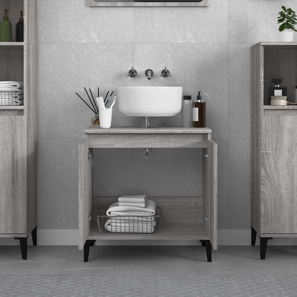 vidaXL Waschbeckenunterschrank Grau Sonoma 58x33x60 cm Holzwerkstoff