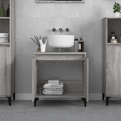 vidaXL Waschbeckenunterschrank Grau Sonoma 58x33x60 cm Holzwerkstoff