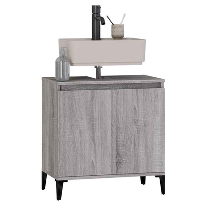 vidaXL Waschbeckenunterschrank Grau Sonoma 58x33x60 cm Holzwerkstoff