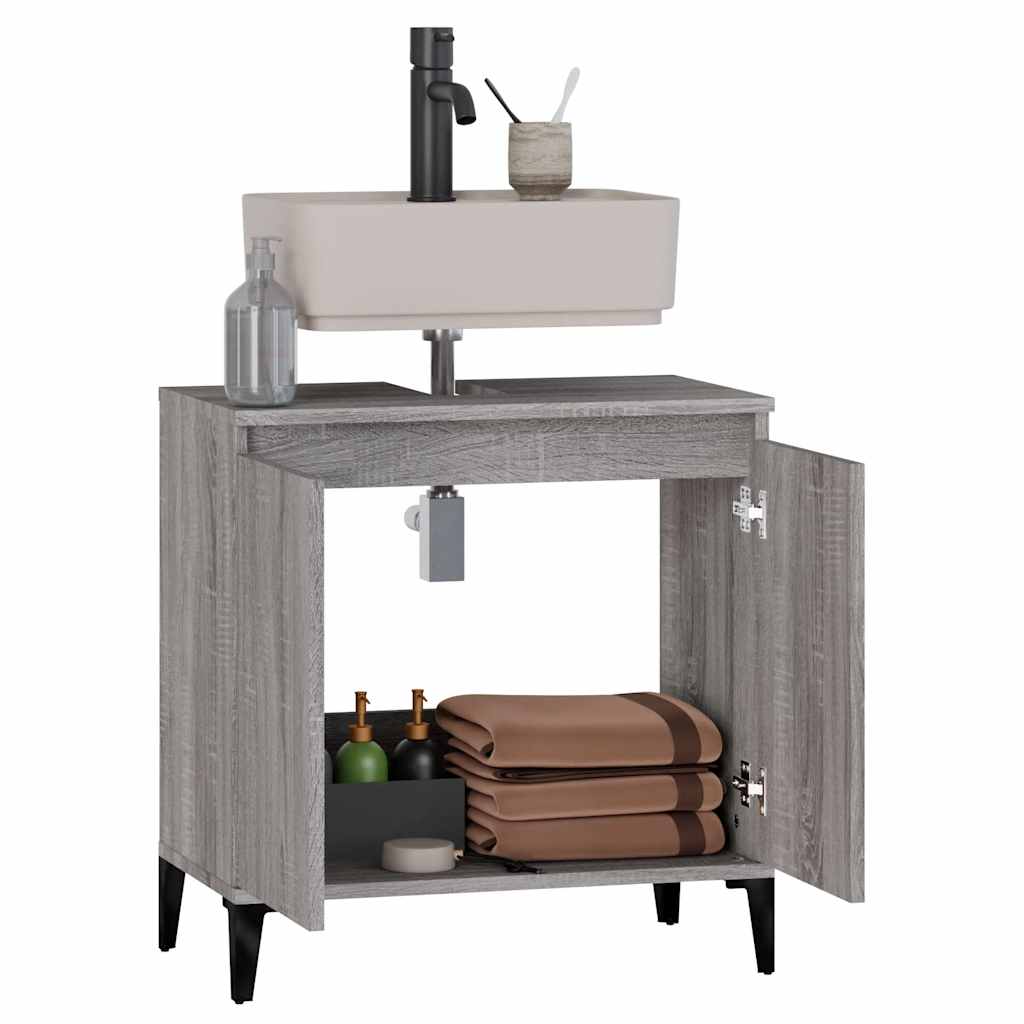 vidaXL Waschbeckenunterschrank Grau Sonoma 58x33x60 cm Holzwerkstoff