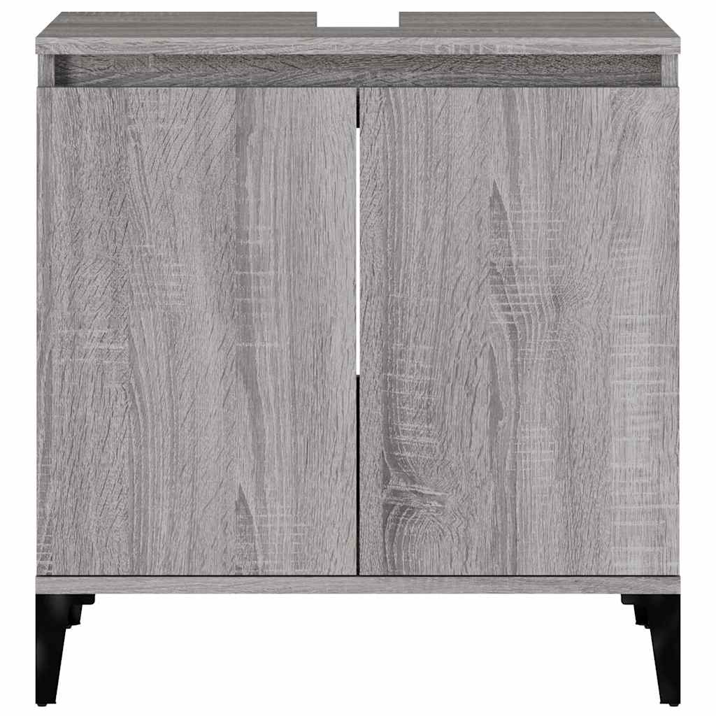vidaXL Waschbeckenunterschrank Grau Sonoma 58x33x60 cm Holzwerkstoff