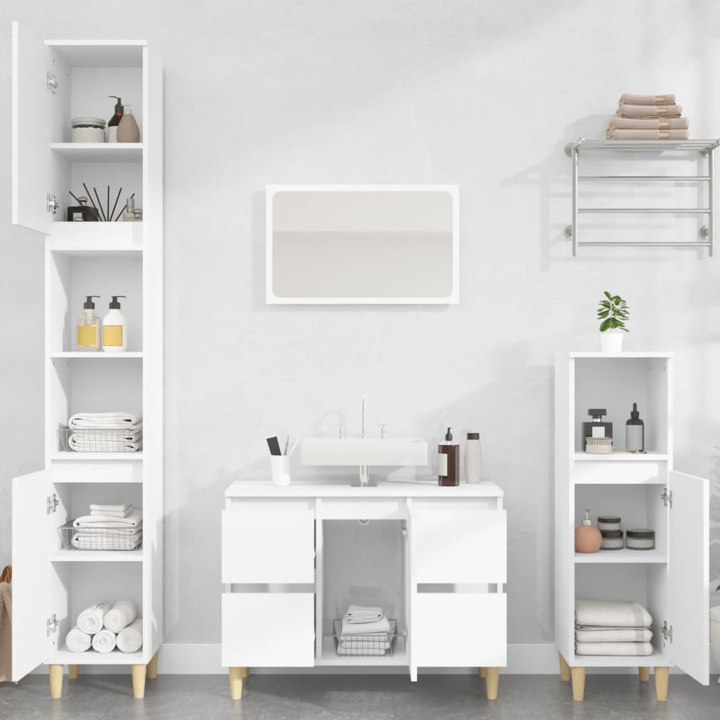 vidaXL Meuble sous-lavabo blanc 80x33x60 cm Bois d'ingénierie