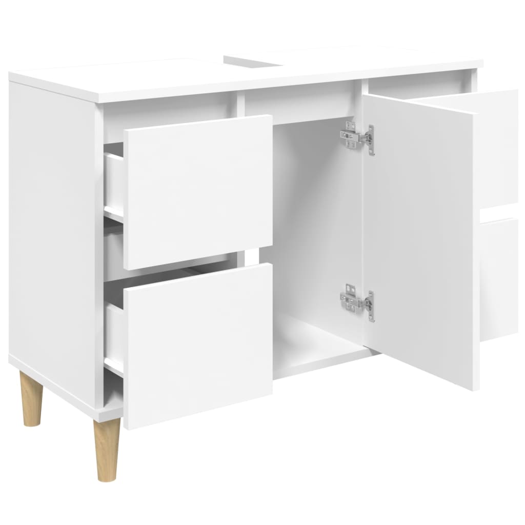 vidaXL Meuble sous-lavabo blanc 80x33x60 cm Bois d'ingénierie
