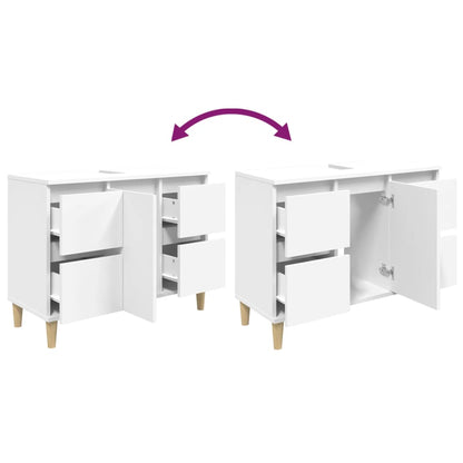 vidaXL Meuble sous-lavabo blanc 80x33x60 cm Bois d'ingénierie