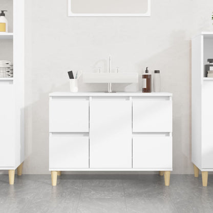 vidaXL Meuble sous-lavabo blanc 80x33x60 cm Bois d'ingénierie