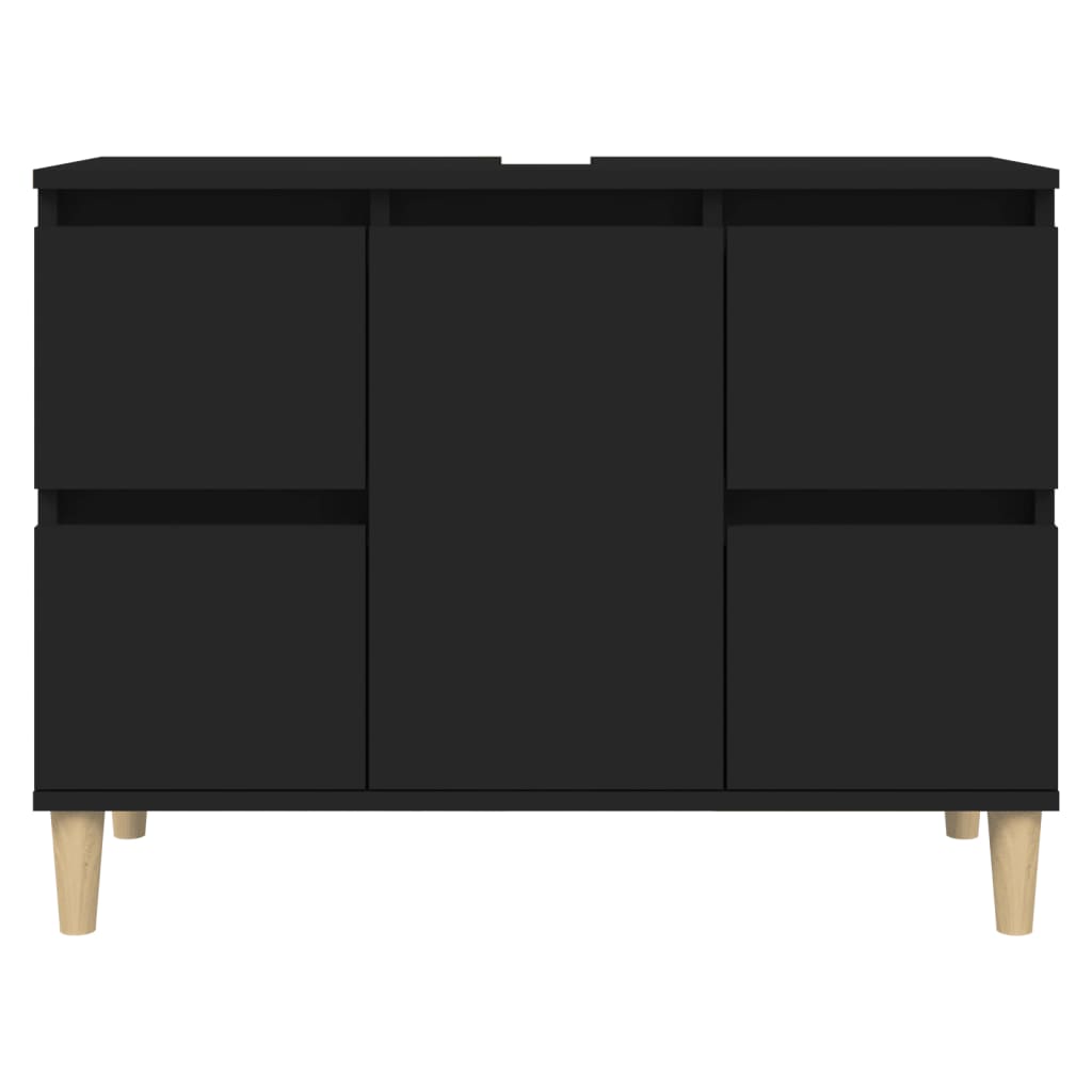 vidaXL Waschbeckenunterschrank Schwarz 80x33x60 cm Holzwerkstoff