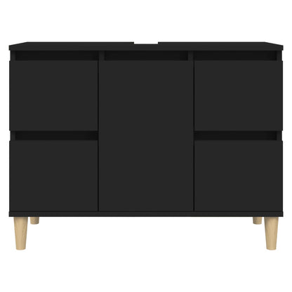 vidaXL Waschbeckenunterschrank Schwarz 80x33x60 cm Holzwerkstoff