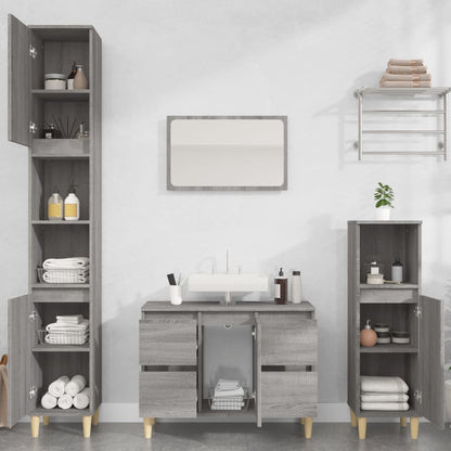 vidaXL Waschbeckenunterschrank Grau Sonoma 80x33x60 cm Holzwerkstoff