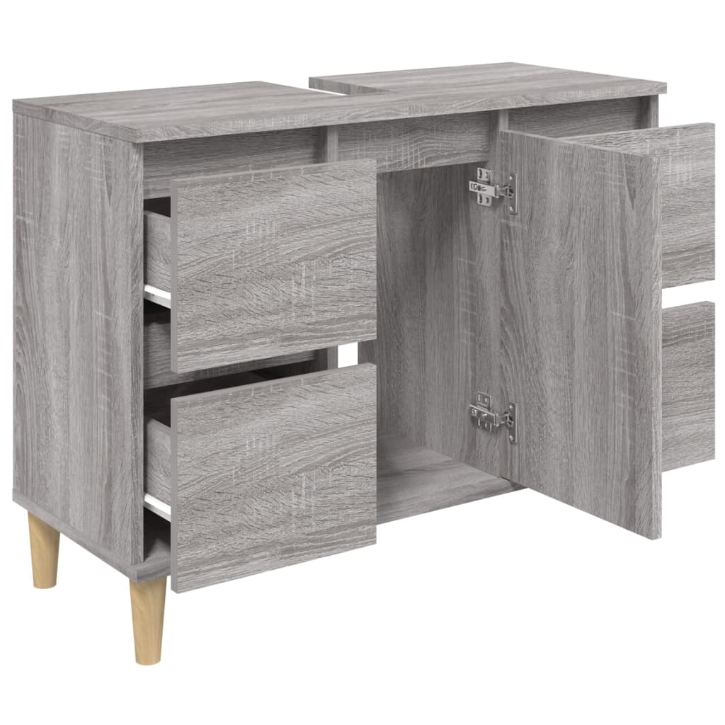 vidaXL Waschbeckenunterschrank Grau Sonoma 80x33x60 cm Holzwerkstoff