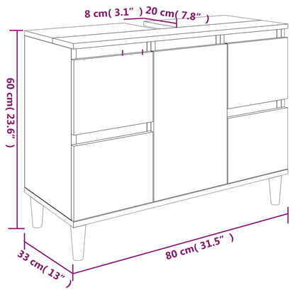 vidaXL Waschbeckenunterschrank Braun Eichen-Optik 80x33x60 cm