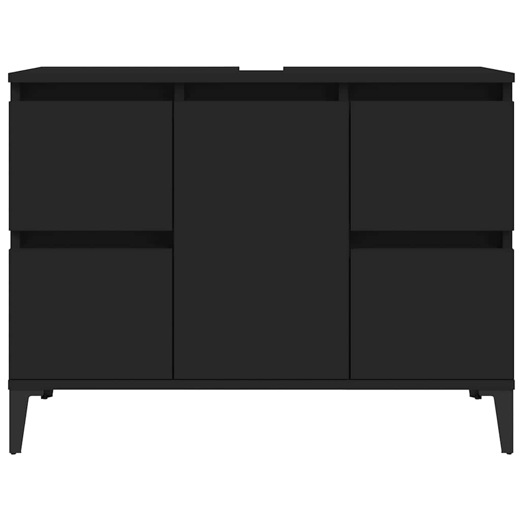 vidaXL Waschbeckenunterschrank Schwarz 80x33x60 cm Holzwerkstoff