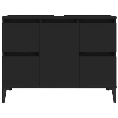 vidaXL Waschbeckenunterschrank Schwarz 80x33x60 cm Holzwerkstoff