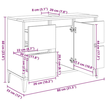 vidaXL Waschbeckenunterschrank Schwarz 80x33x60 cm Holzwerkstoff