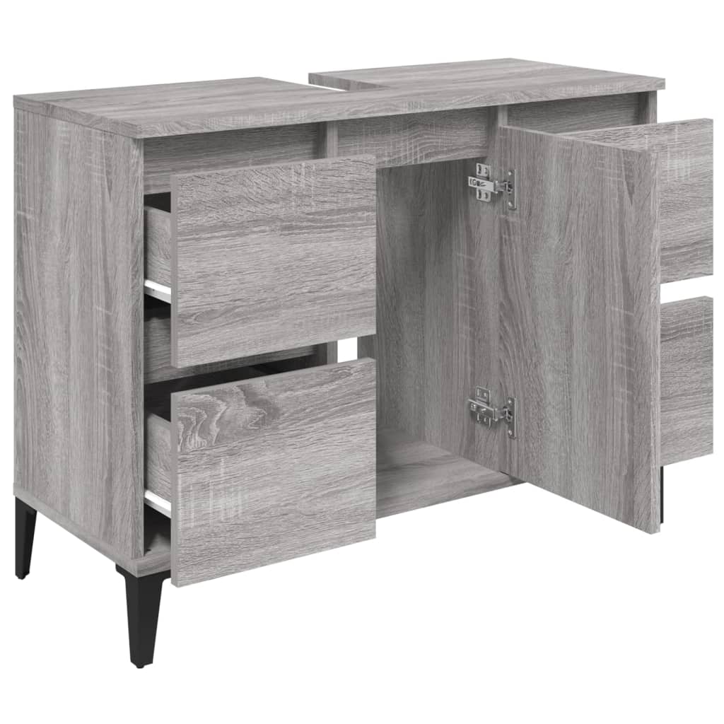 vidaXL Waschbeckenunterschrank Grau Sonoma 80x33x60 cm Holzwerkstoff