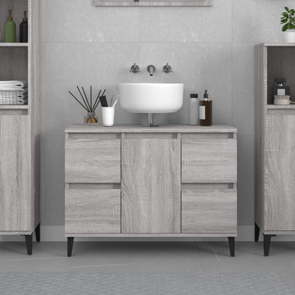 vidaXL Waschbeckenunterschrank Grau Sonoma 80x33x60 cm Holzwerkstoff
