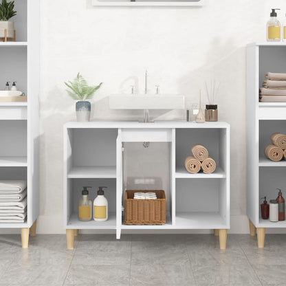 vidaXL Waschbeckenunterschrank Weiß 80x33x60 cm Holzwerkstoff