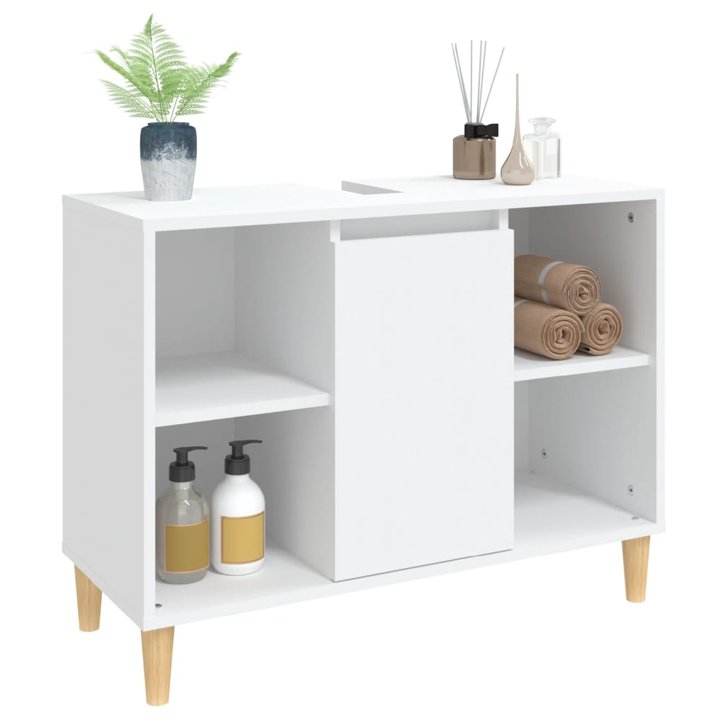 vidaXL Waschbeckenunterschrank Weiß 80x33x60 cm Holzwerkstoff