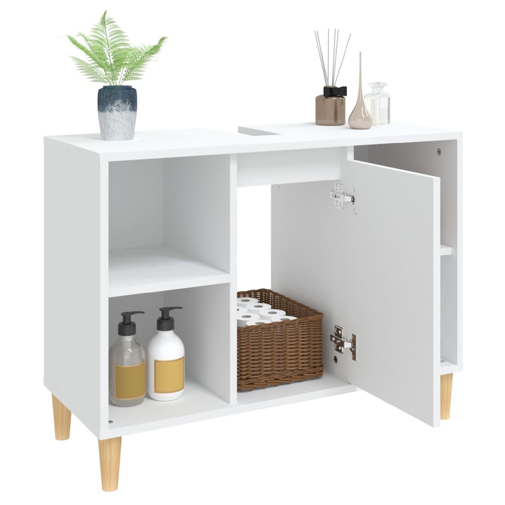 vidaXL Waschbeckenunterschrank Weiß 80x33x60 cm Holzwerkstoff