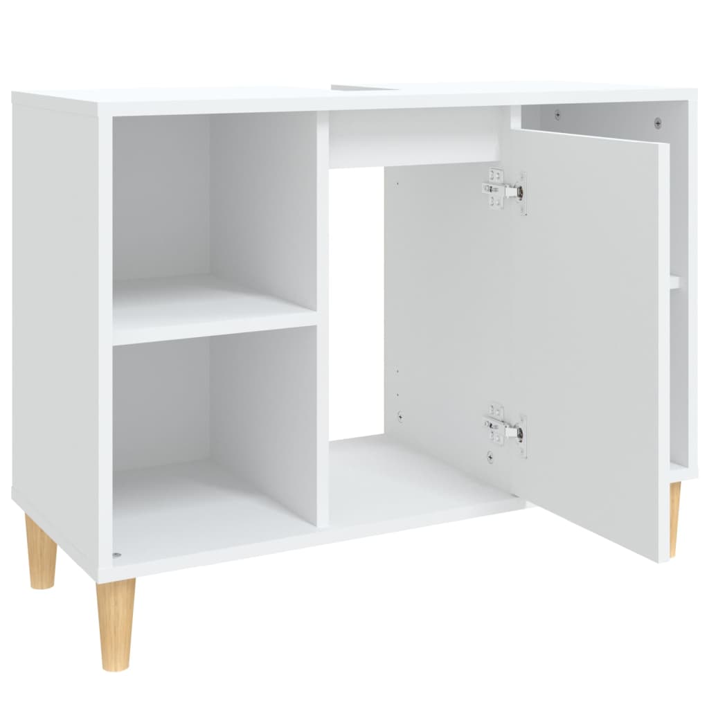 vidaXL Waschbeckenunterschrank Weiß 80x33x60 cm Holzwerkstoff
