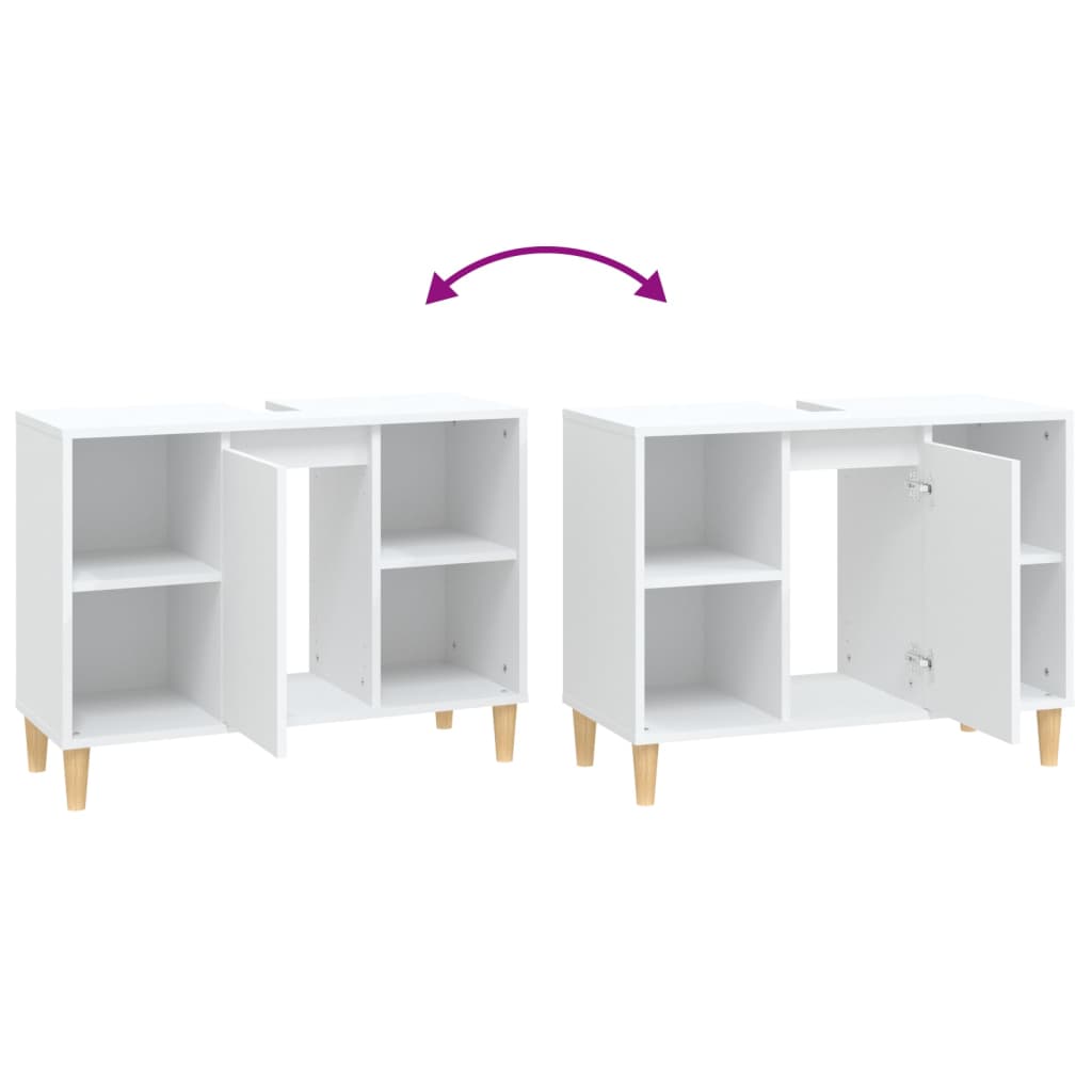 vidaXL Waschbeckenunterschrank Weiß 80x33x60 cm Holzwerkstoff