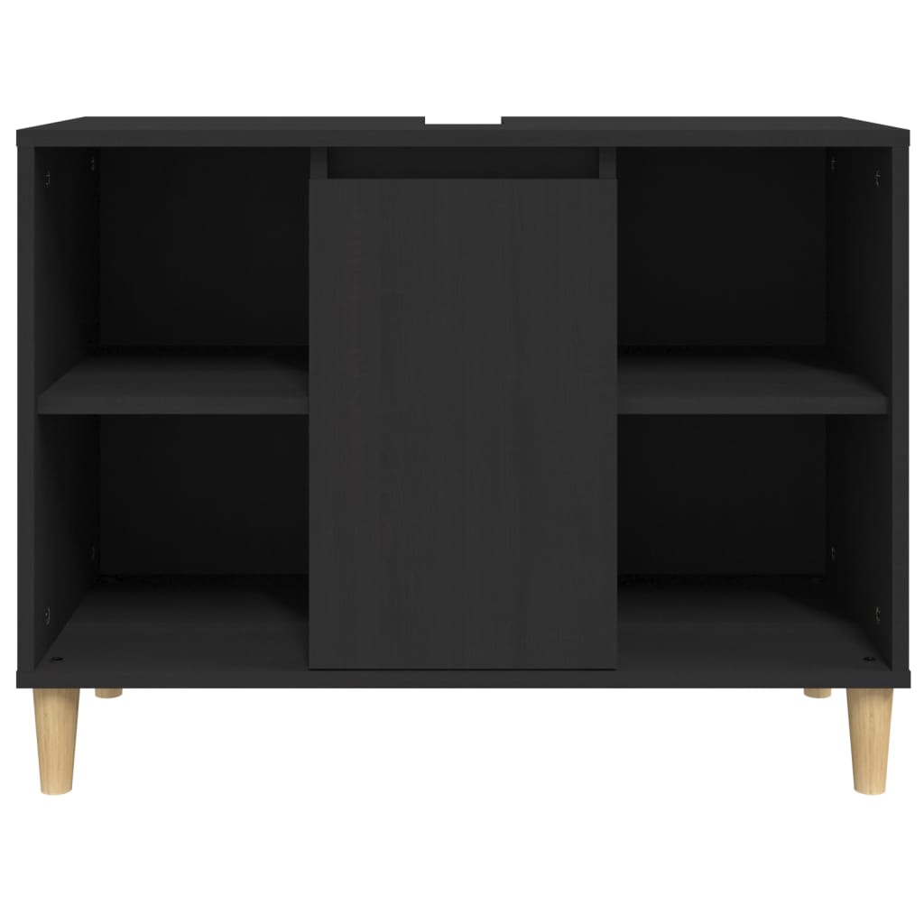 vidaXL Waschbeckenunterschrank Schwarz 80x33x60 cm Holzwerkstoff