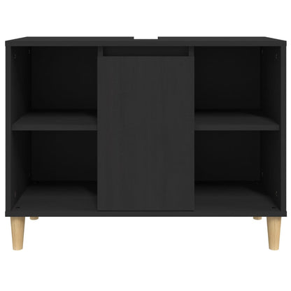 vidaXL Waschbeckenunterschrank Schwarz 80x33x60 cm Holzwerkstoff