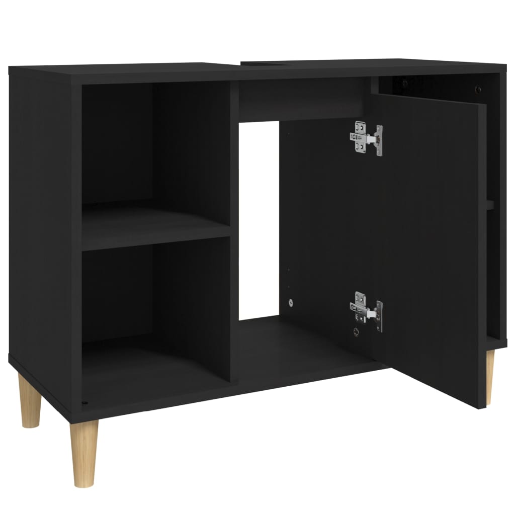 vidaXL Waschbeckenunterschrank Schwarz 80x33x60 cm Holzwerkstoff