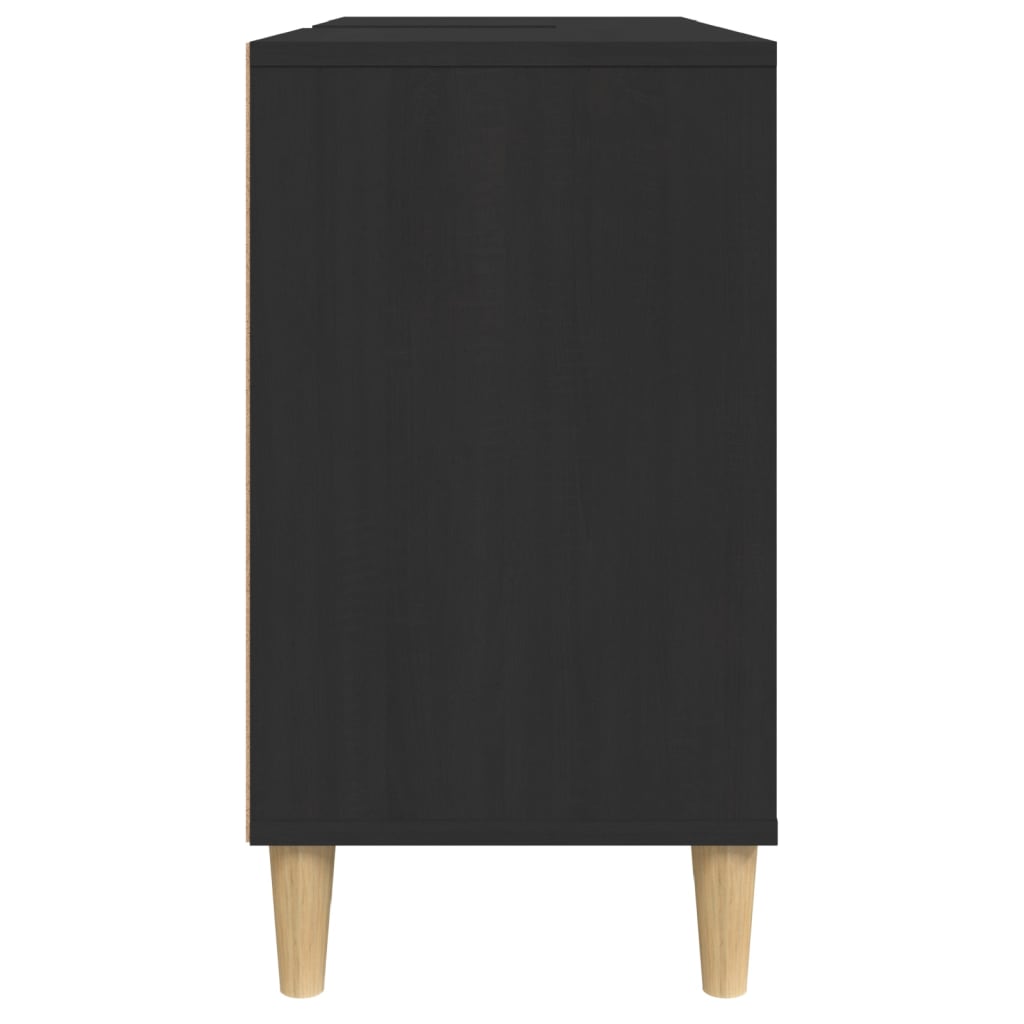vidaXL Waschbeckenunterschrank Schwarz 80x33x60 cm Holzwerkstoff