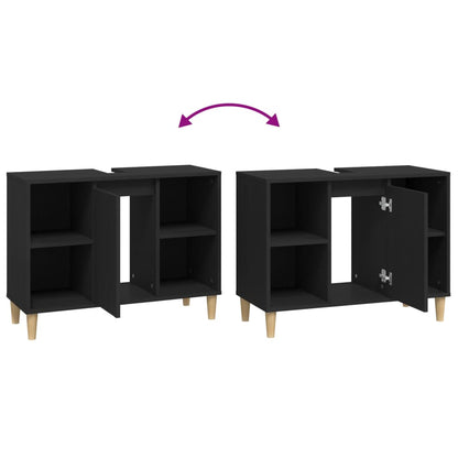 vidaXL Waschbeckenunterschrank Schwarz 80x33x60 cm Holzwerkstoff