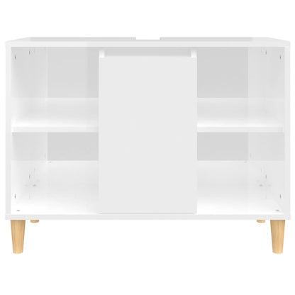 vidaXL Waschbeckenunterschrank Hochglanz-Weiß 80x33x60cm Holzwerkstoff