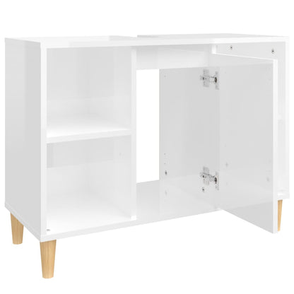 vidaXL Waschbeckenunterschrank Hochglanz-Weiß 80x33x60cm Holzwerkstoff