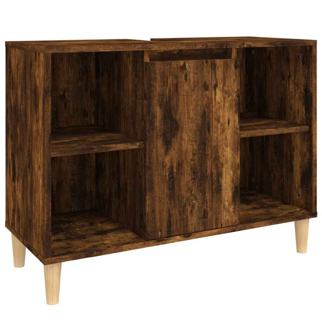 vidaXL Waschbeckenunterschrank Räuchereiche 80x33x60 cm Holzwerkstoff
