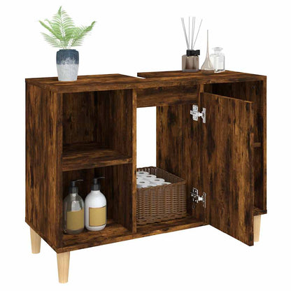vidaXL Waschbeckenunterschrank Räuchereiche 80x33x60 cm Holzwerkstoff