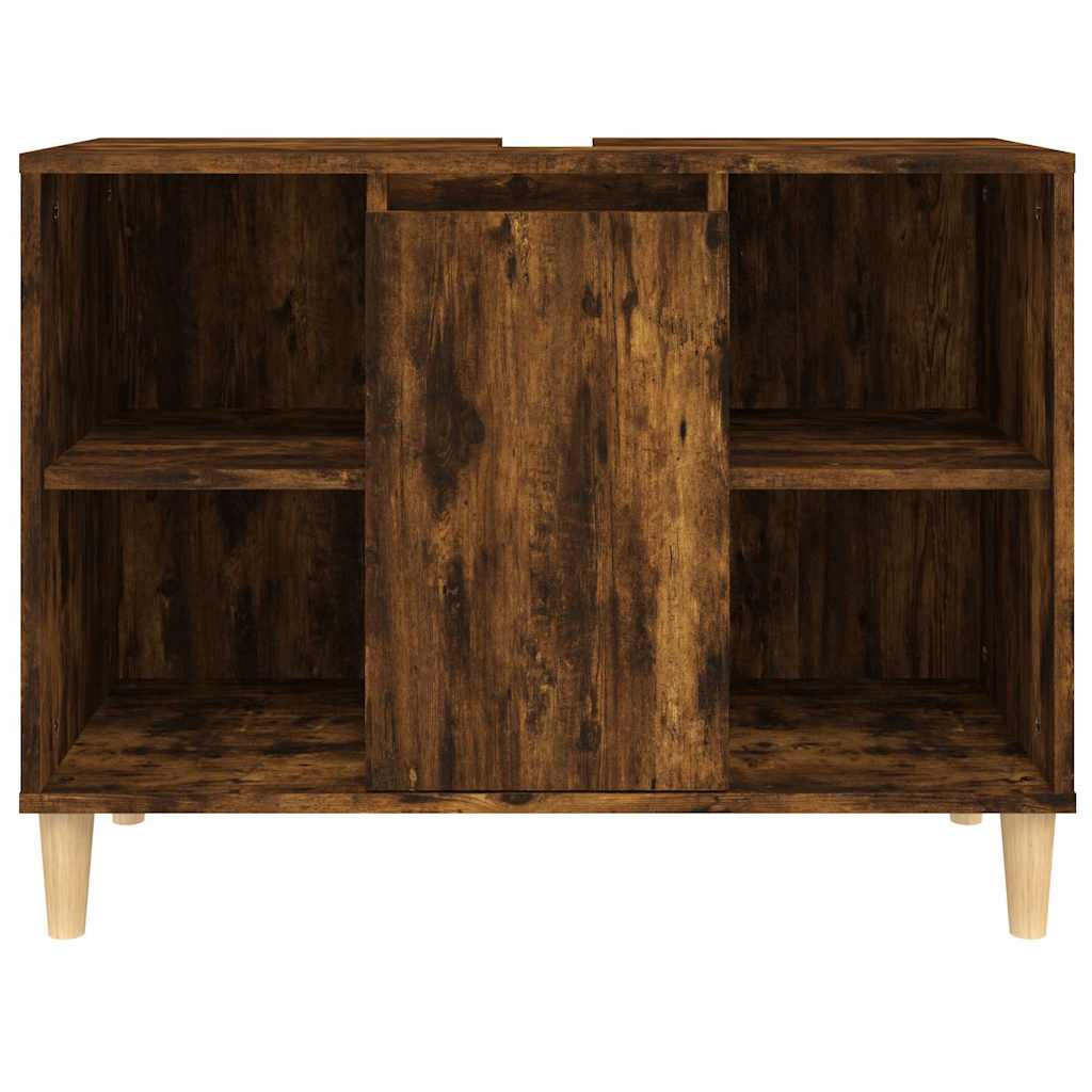 vidaXL Waschbeckenunterschrank Räuchereiche 80x33x60 cm Holzwerkstoff