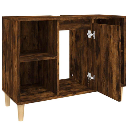 vidaXL Waschbeckenunterschrank Räuchereiche 80x33x60 cm Holzwerkstoff