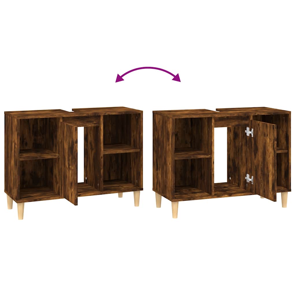 vidaXL Waschbeckenunterschrank Räuchereiche 80x33x60 cm Holzwerkstoff