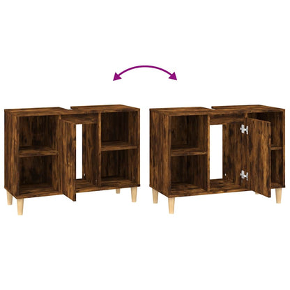 vidaXL Waschbeckenunterschrank Räuchereiche 80x33x60 cm Holzwerkstoff