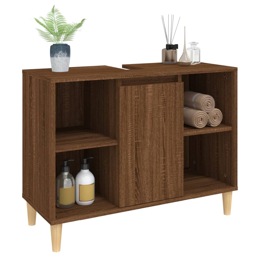vidaXL Waschbeckenunterschrank Braun Eichen-Optik 80x33x60 cm
