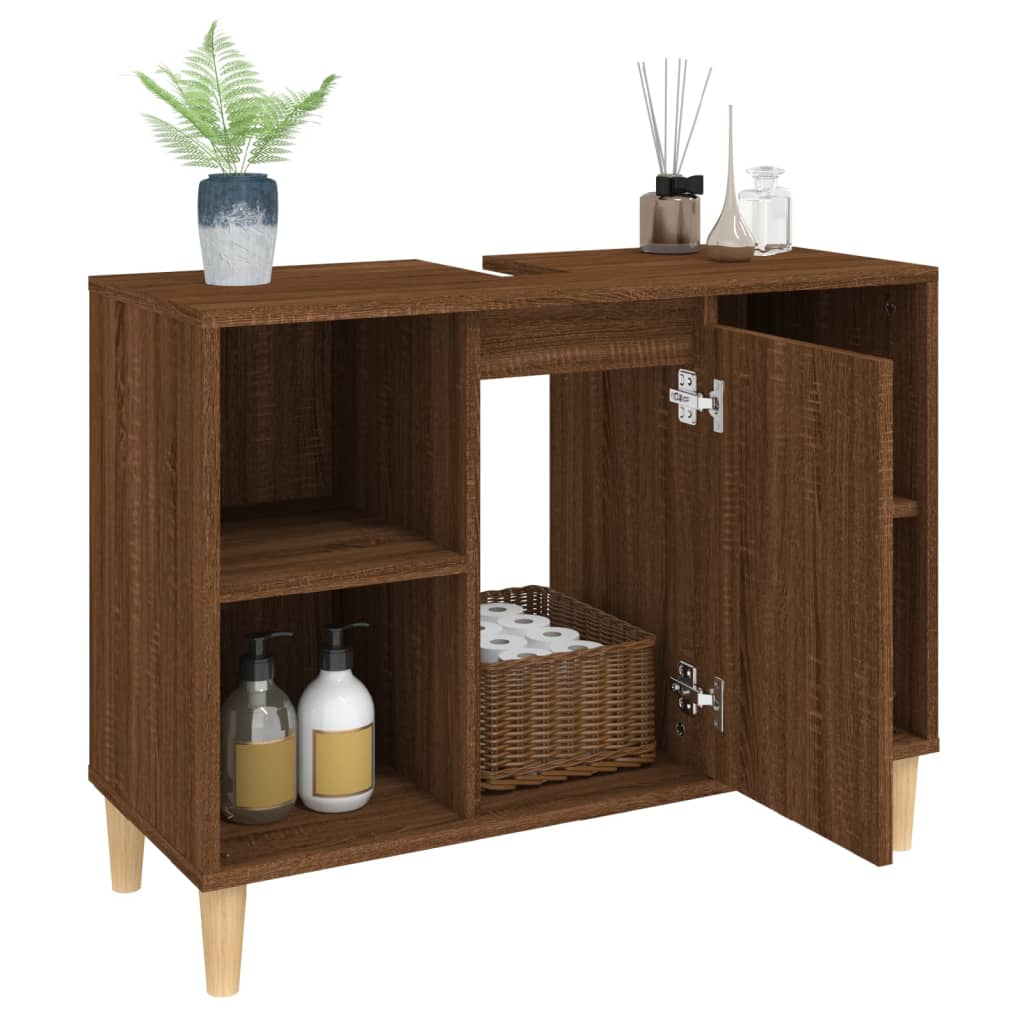 vidaXL Waschbeckenunterschrank Braun Eichen-Optik 80x33x60 cm
