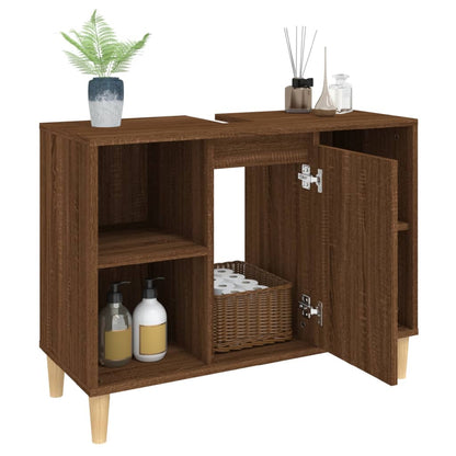 vidaXL Waschbeckenunterschrank Braun Eichen-Optik 80x33x60 cm