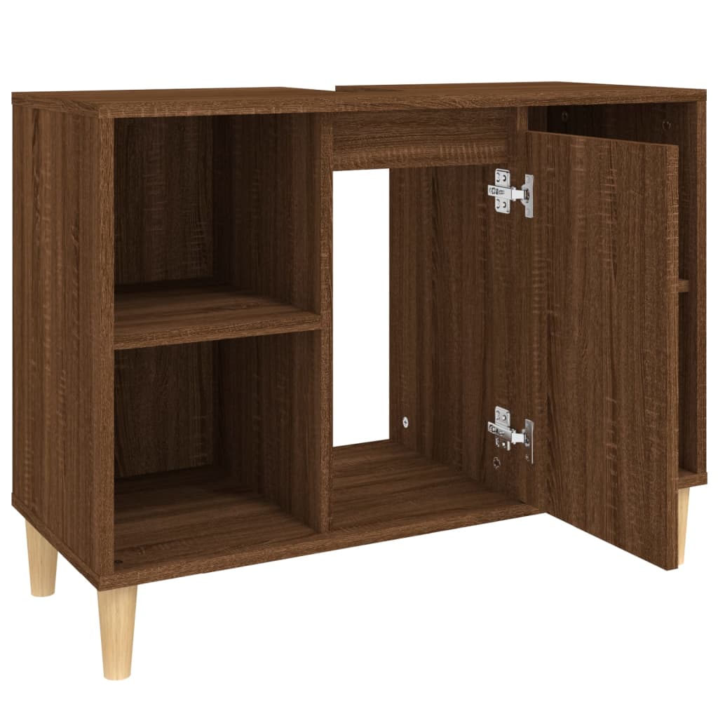 vidaXL Waschbeckenunterschrank Braun Eichen-Optik 80x33x60 cm