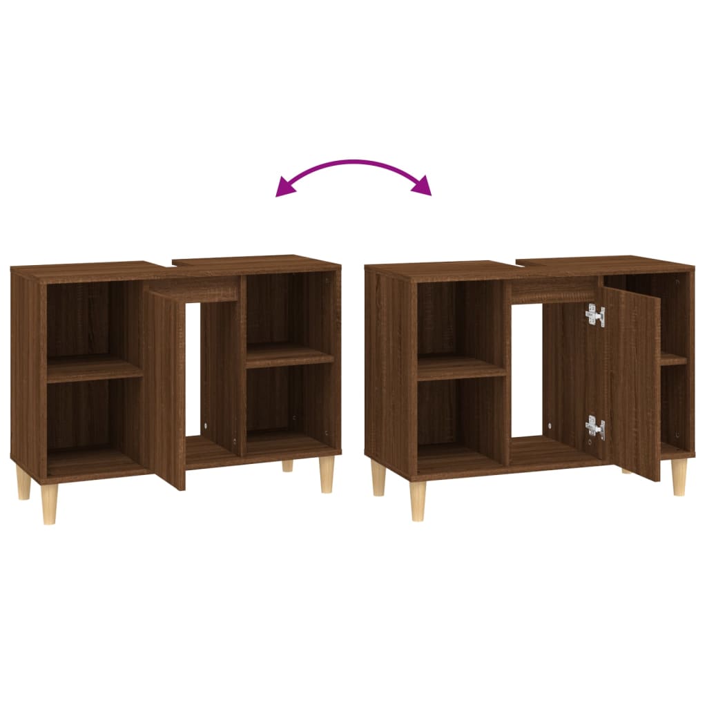 vidaXL Waschbeckenunterschrank Braun Eichen-Optik 80x33x60 cm