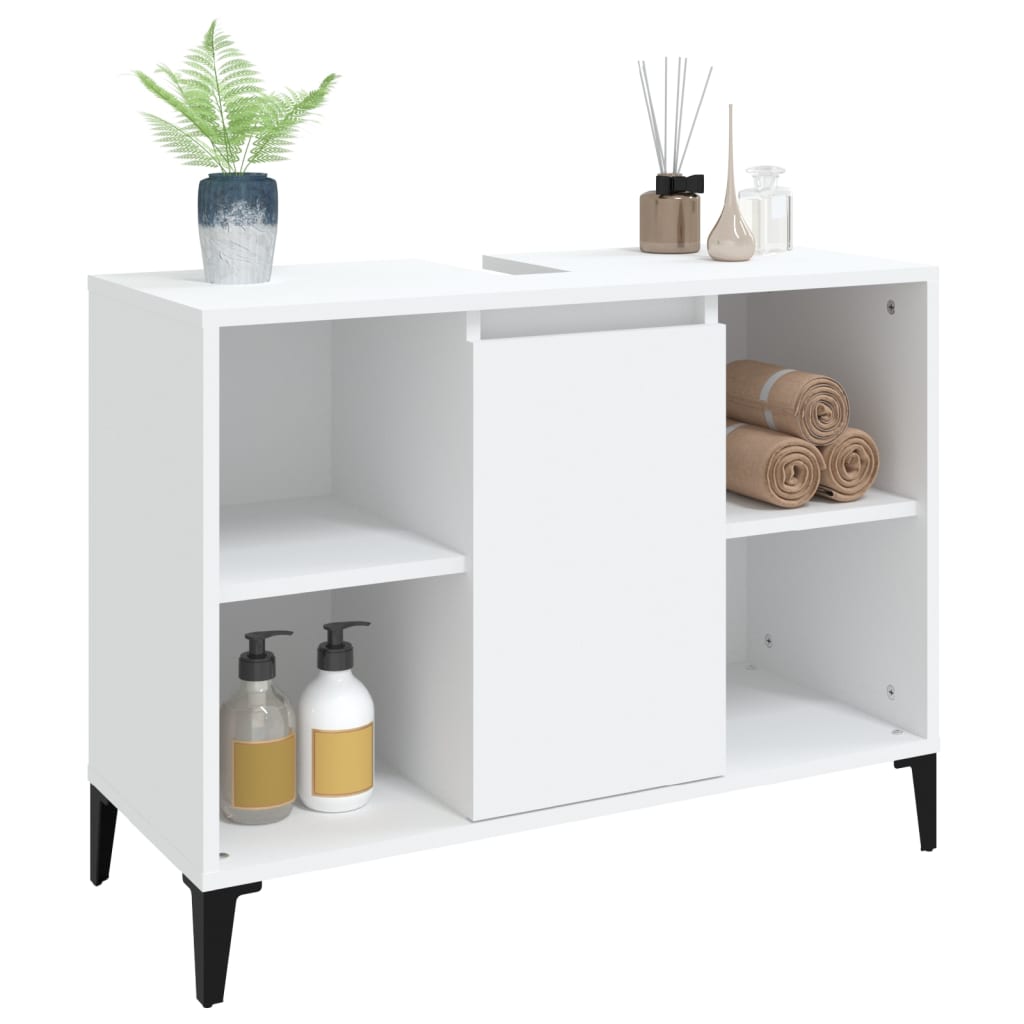 vidaXL Waschbeckenunterschrank Weiß 80x33x60 cm Holzwerkstoff