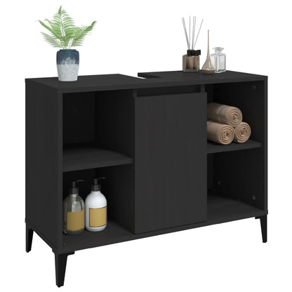 vidaXL Waschbeckenunterschrank Schwarz 80x33x60 cm Holzwerkstoff