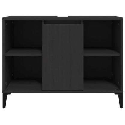 vidaXL Waschbeckenunterschrank Schwarz 80x33x60 cm Holzwerkstoff