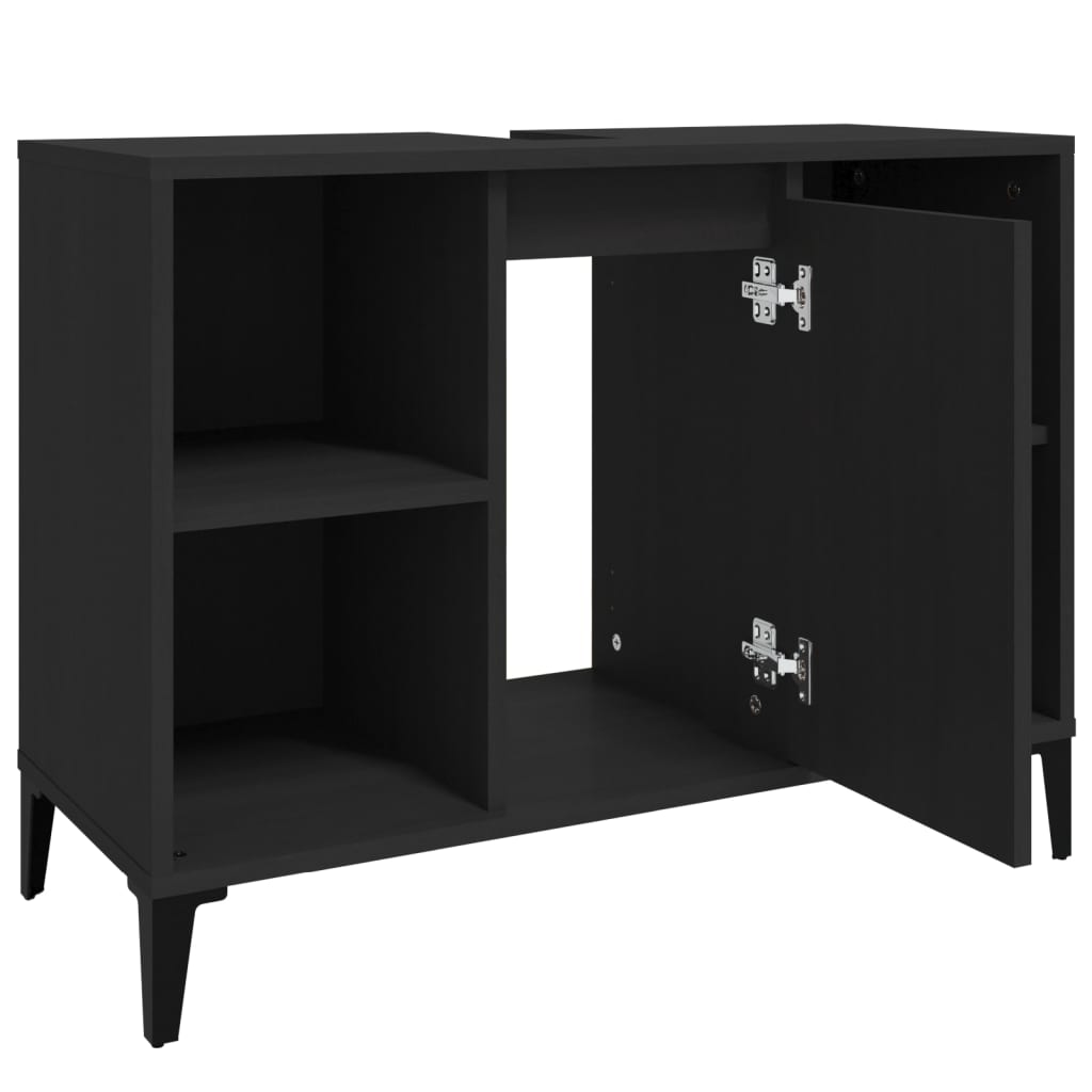 vidaXL Waschbeckenunterschrank Schwarz 80x33x60 cm Holzwerkstoff