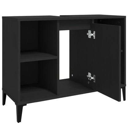 vidaXL Waschbeckenunterschrank Schwarz 80x33x60 cm Holzwerkstoff