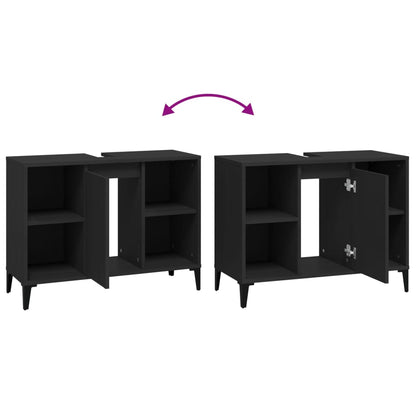 vidaXL Waschbeckenunterschrank Schwarz 80x33x60 cm Holzwerkstoff